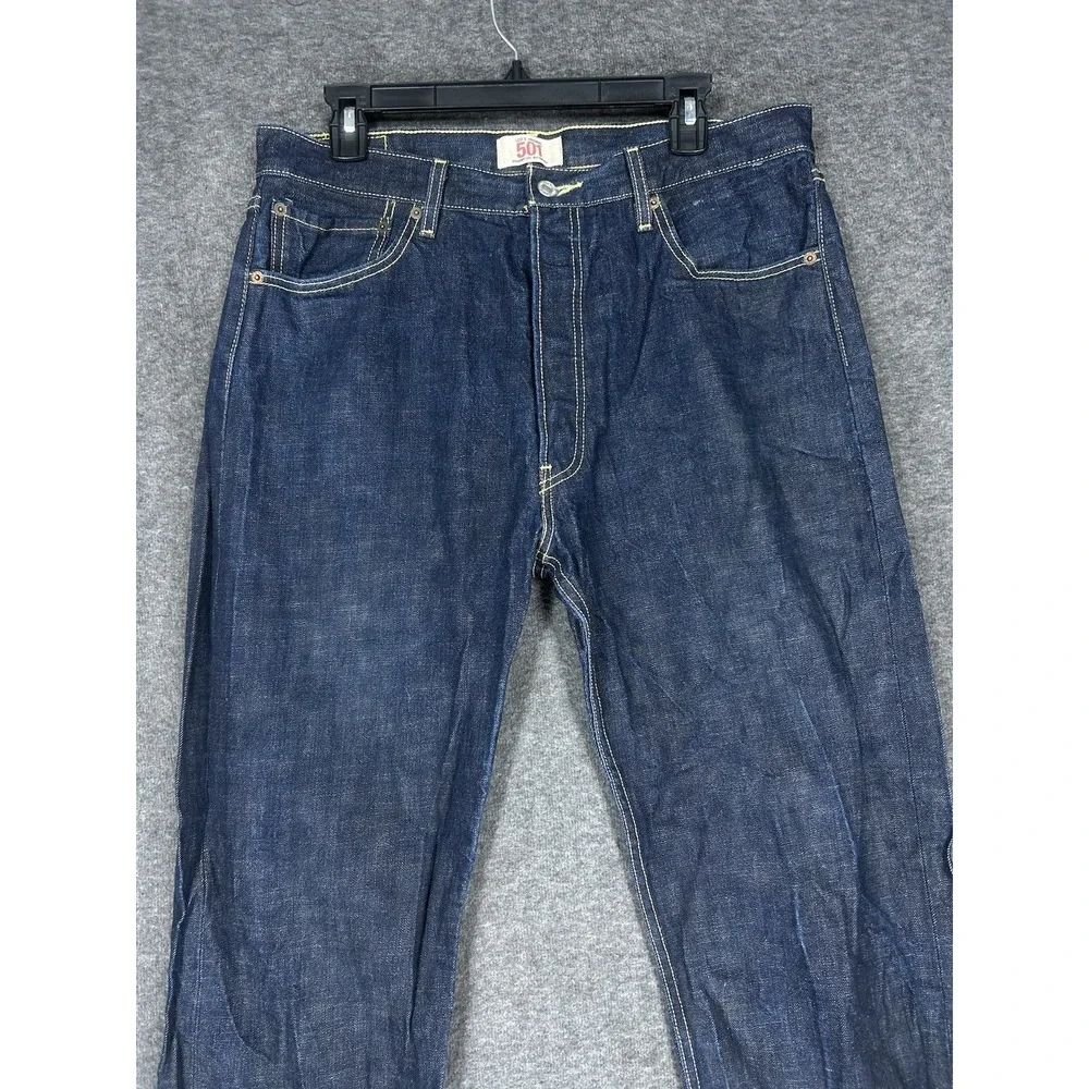 Levis 501XX Jeans Mens 36X32 Blue Dark Wash Cotton Straight‎ Button Fly